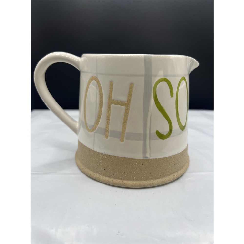 Mud Pie Oh So Gravy Ceramic Pour Pitcher Stoneware Plaid Farmhouse Gravy Boat